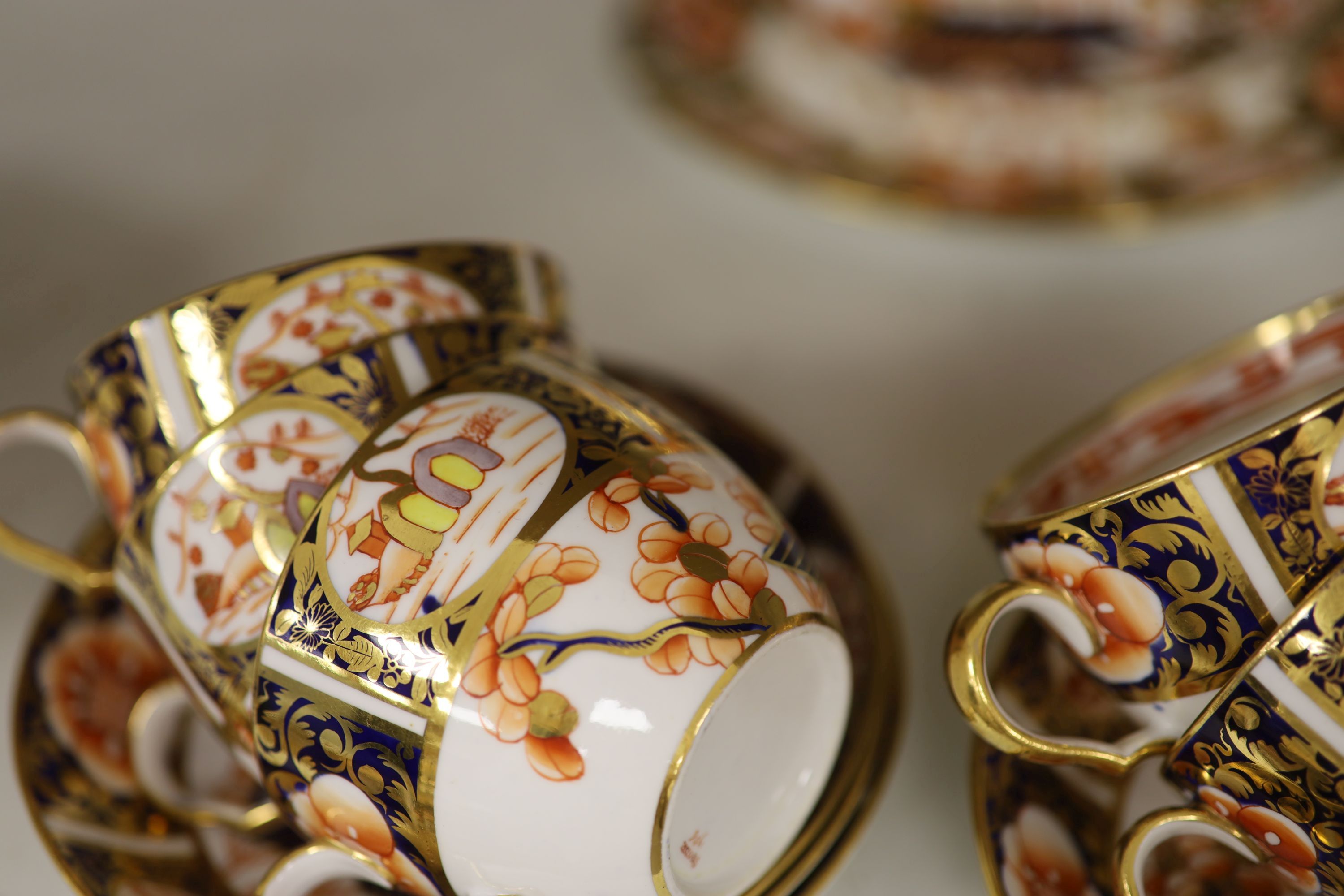 A Spode part tea service painted in imari style with pattern 1956,